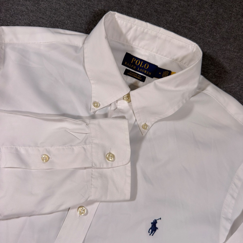Polo Ralph Lauren Button Down Shirt Mens M White Performance Classic Fit L/S
